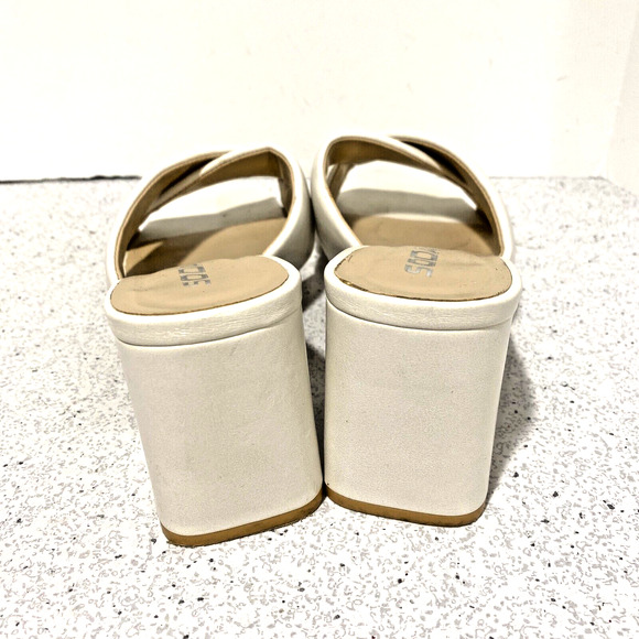 Soda high heel slide sandals slip on shoes creamy white crossover dressy casual - Picture 3 of 9